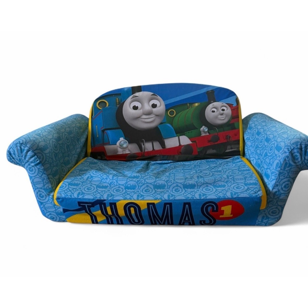 Thomas the Train Flip Open Kids Sofa Chair Couch Fold Out Bed Blue Toddler